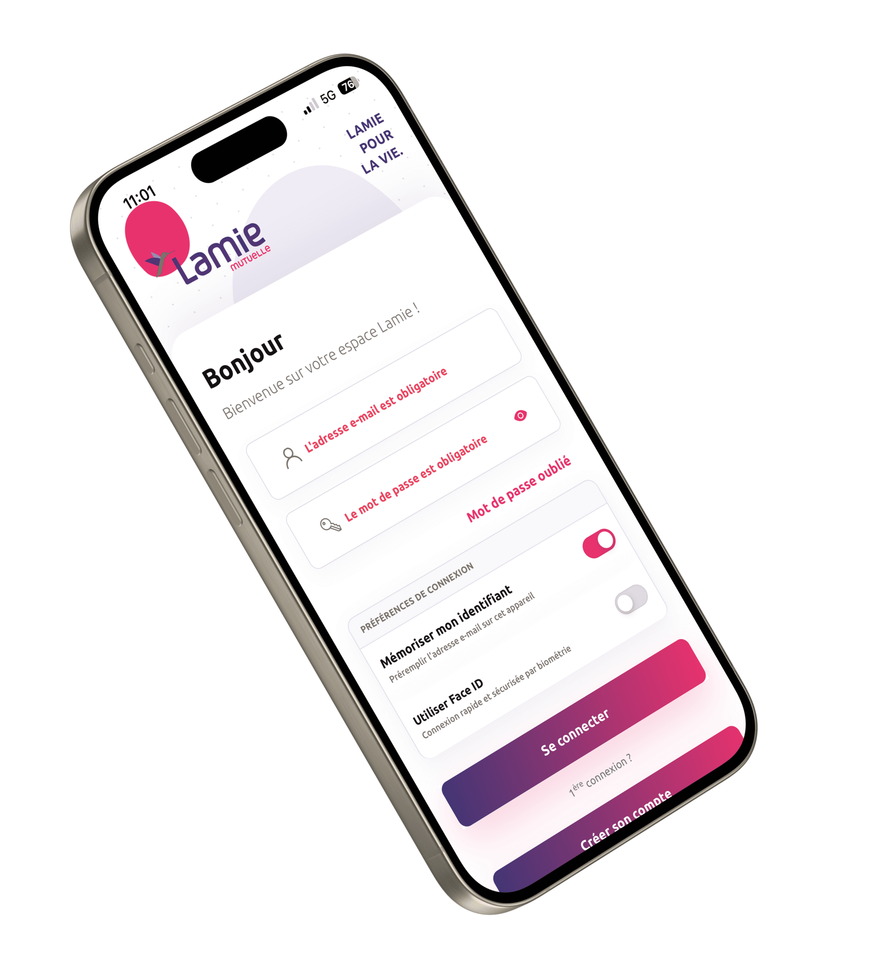 Téléphone portable montrant l'accueil de l'espace adhérent de Lamie mutuelle