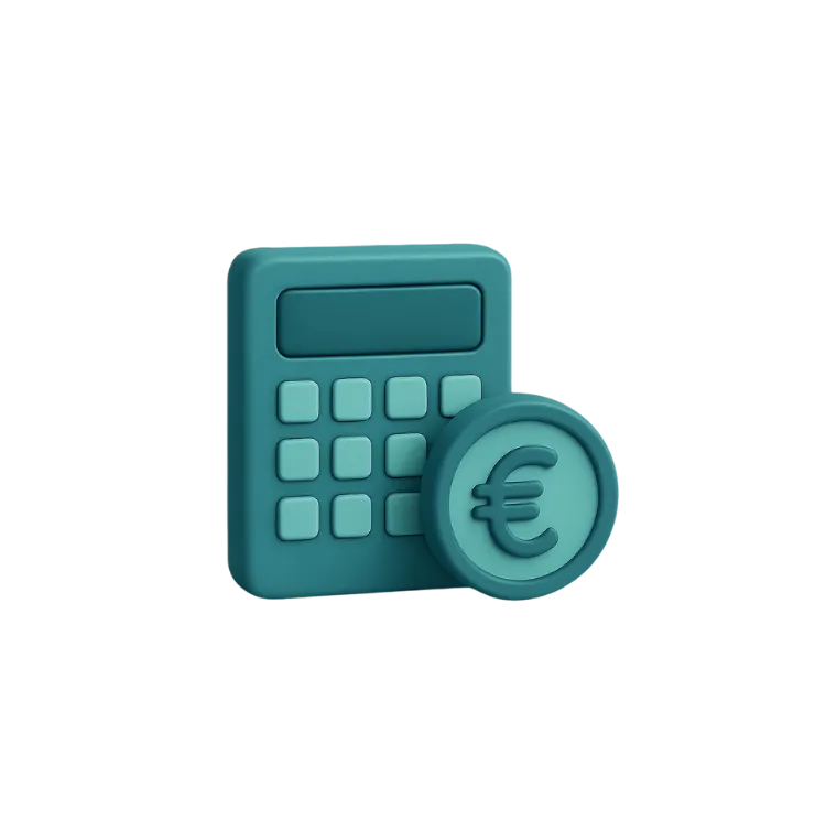 Calculatrice et signe euros pour représenter le simulateur pour calculer votre économie d’impôt TNS